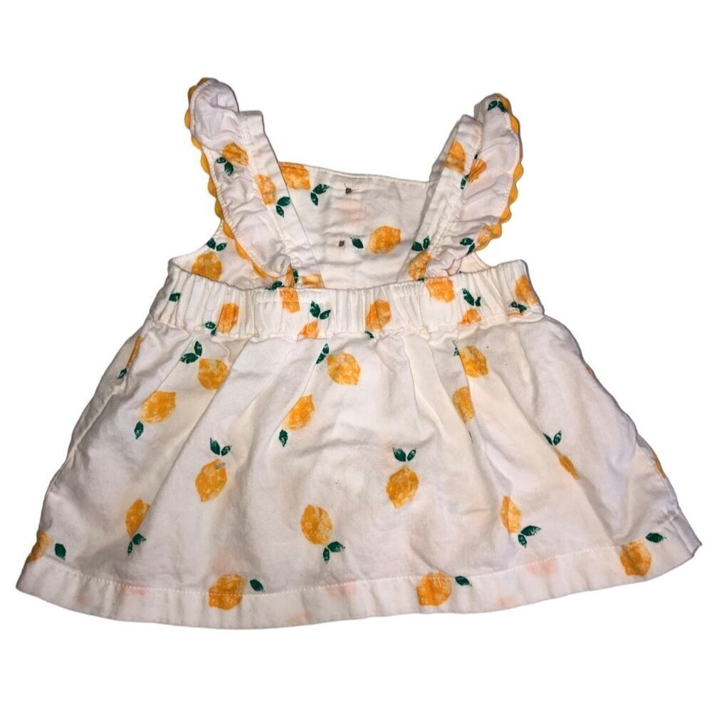 Carters Baby Dress Size 6M Lemon Print Ruffles Cotton Buttons Ric Rac Summer - Picture 2 of 3